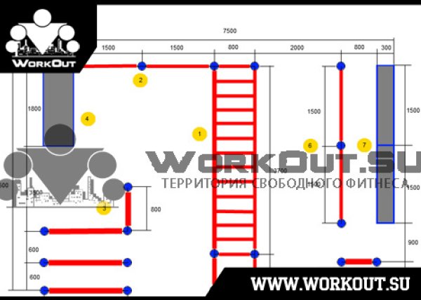Проект типовой площадки для воркаута класса "Двор"